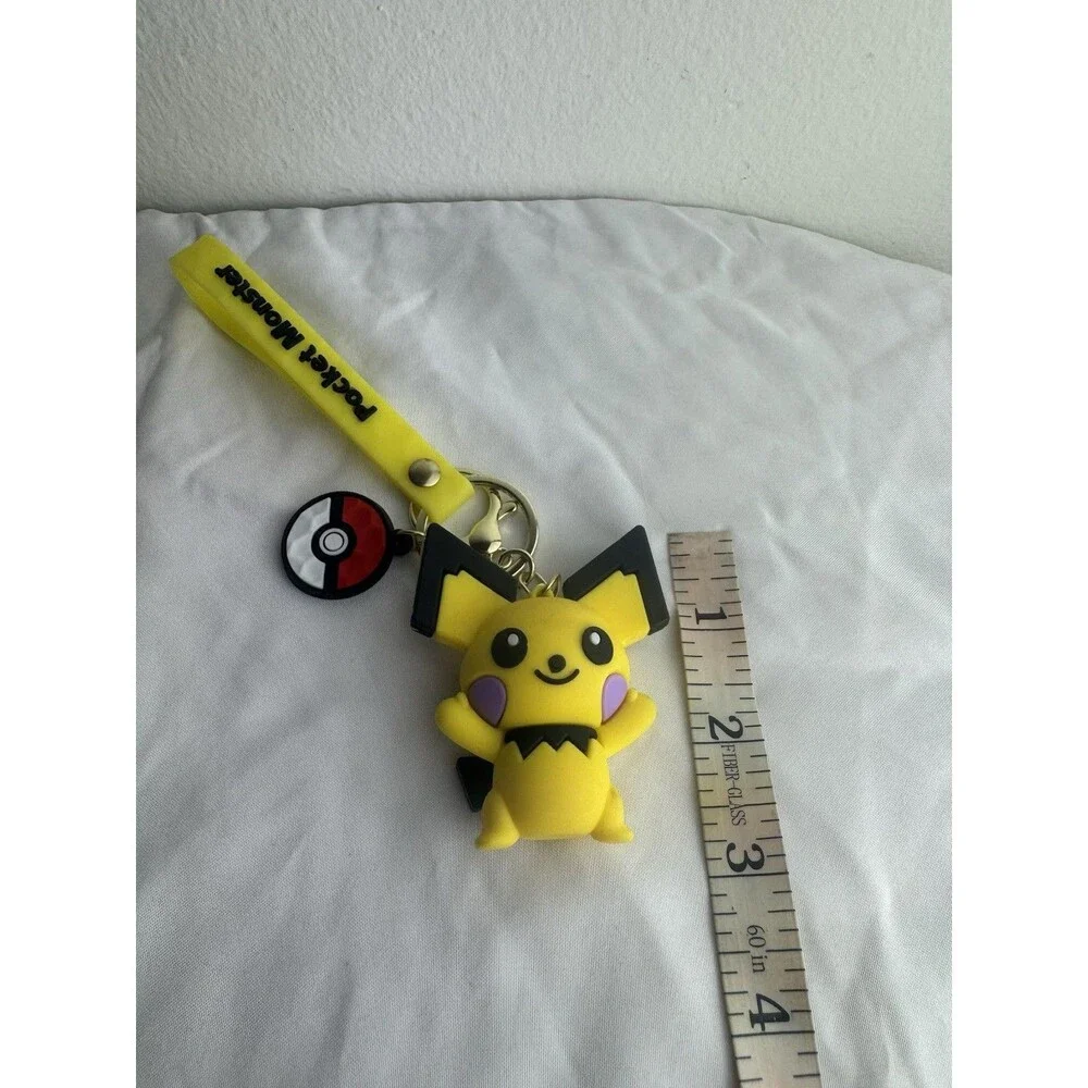 Pokemon Pichu 3D Character Keychain Yellow Wrist Strap Bag Charm